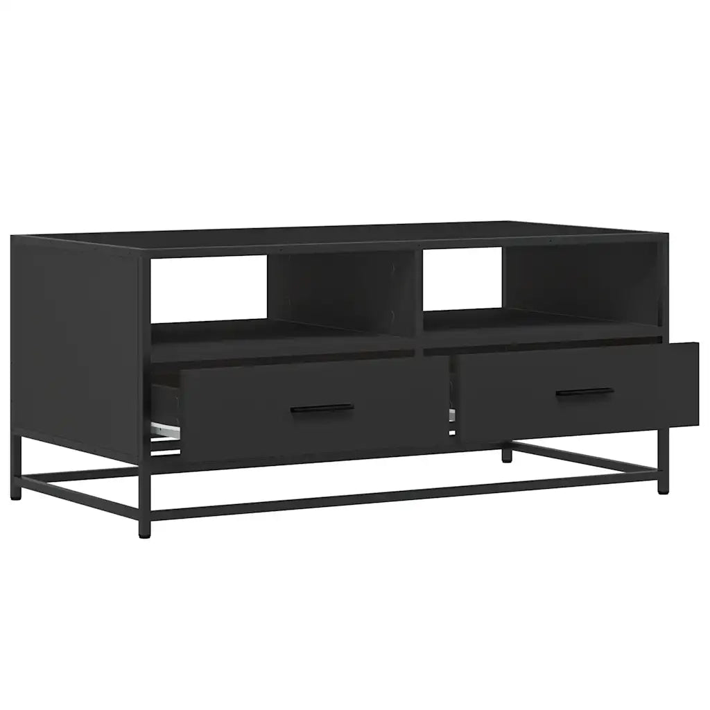 Tavolino Salotto-Tavolino da soggiorno-Tavolo Nero 100x50x45 cm Legno Multistrato e Metallo 463730