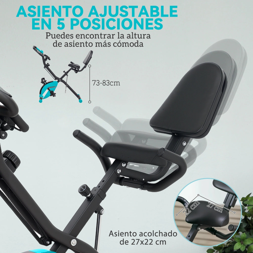 Bicicletta da Fitness Pieghevole Silenziosa con Monitor LCD ¨C Minimal ¨C Verde 43x97x109 cm