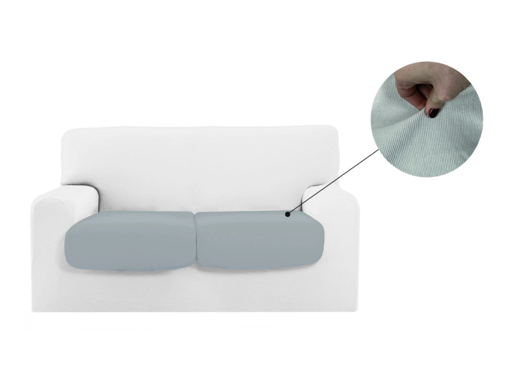 Copriseduta Sofà Elasticizzato Tinta Unita Smile Tessuto Millerighe - Coppia Seduta - Grigio Sassi