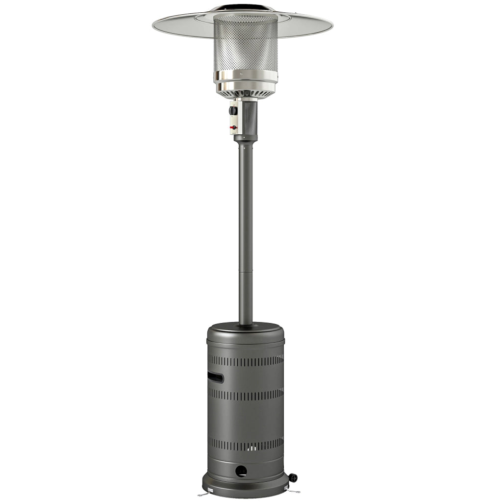 Stufa a Gas Butano Portatile 13000W con Sistema Antivuelco e Ruote ¨C zephmum ¨C Grigio 82x82x222 cm