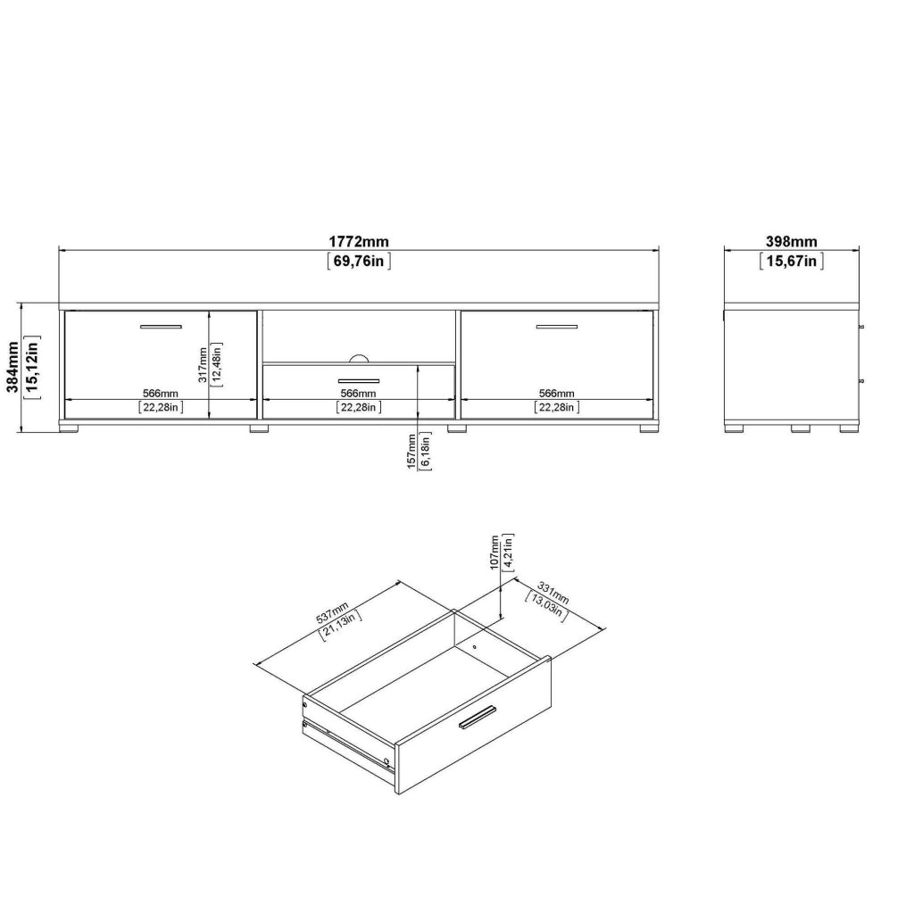 Mobile porta TV Giaele, Credenza da soggiorno, Armadio basso per TV, Base parete attrezzata, 177x40 h38 cm, Nero