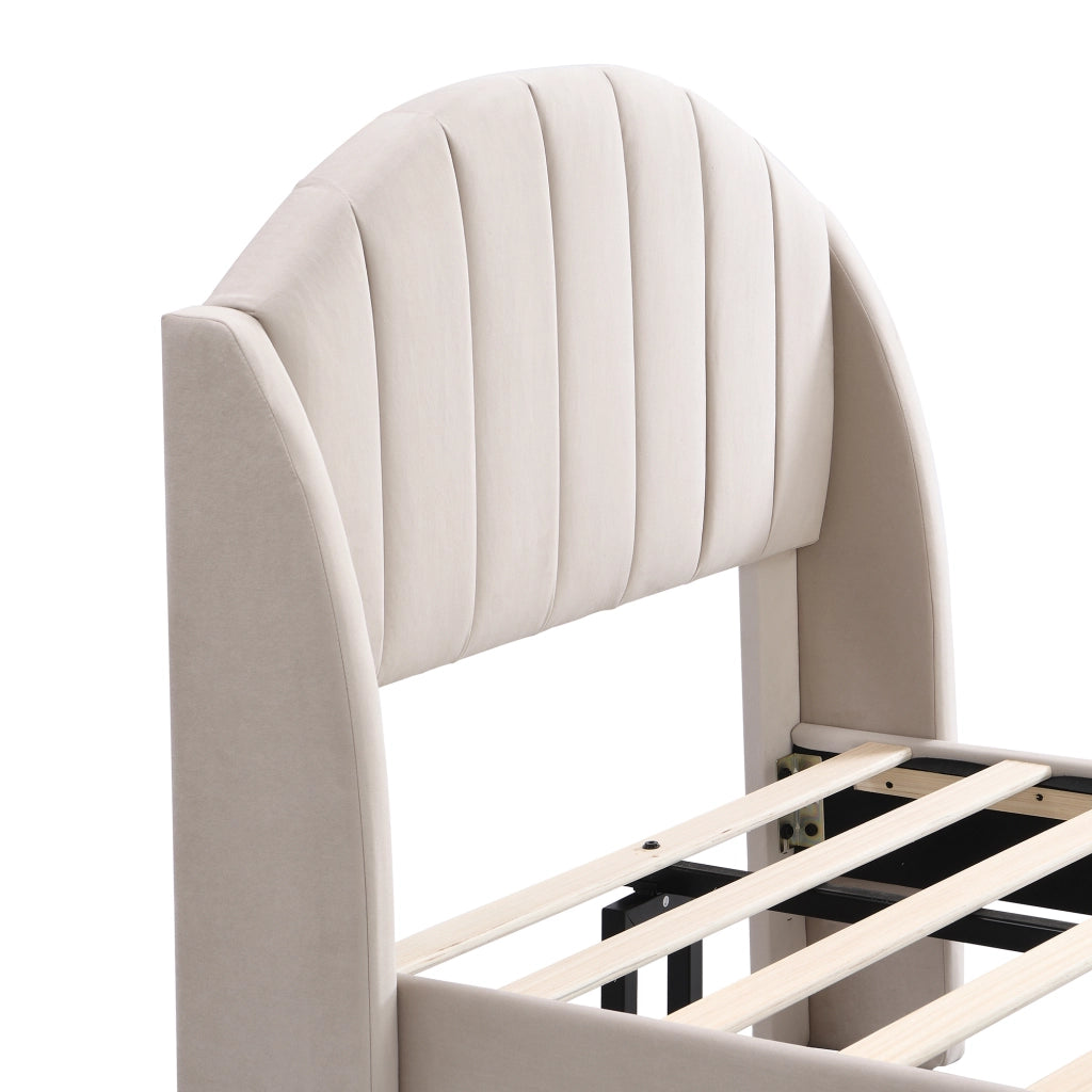 letto imbottito velluto beige 90 x 200 cm