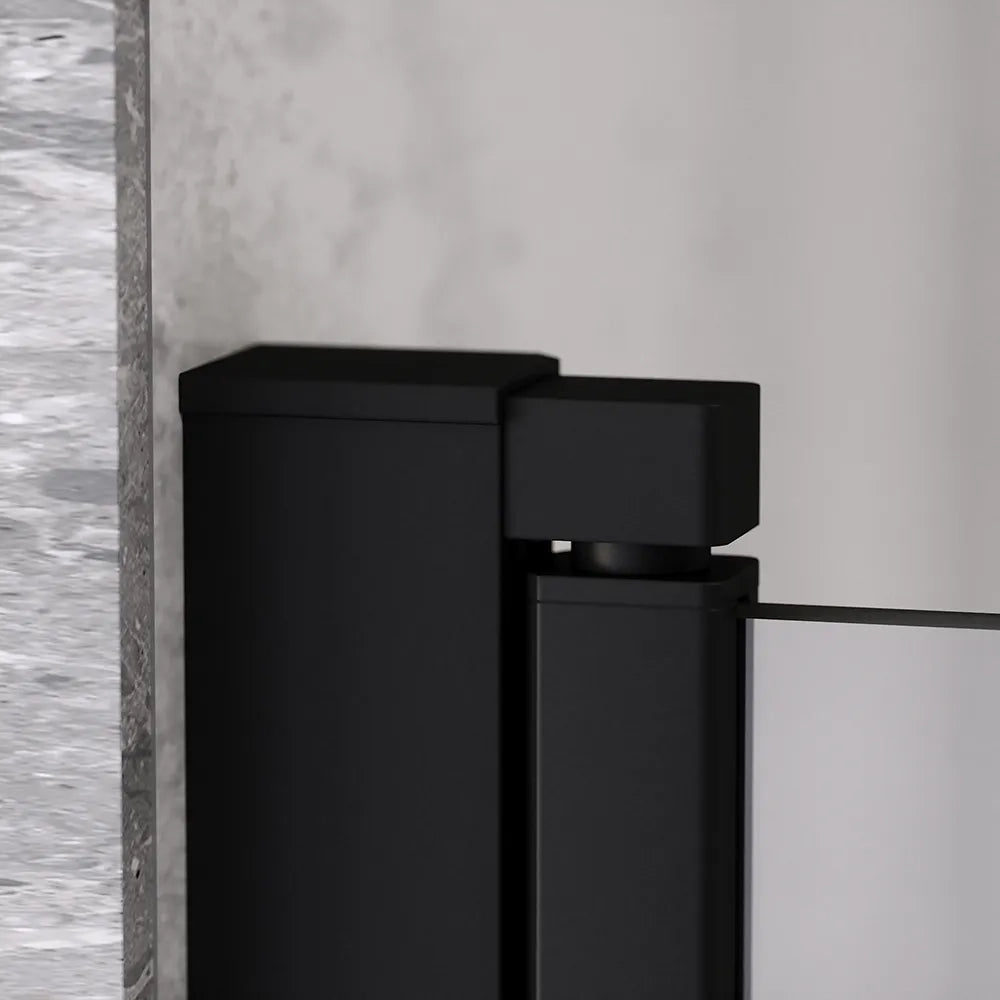 Porta doccia 126-130cm apertura a battente con profili nero opaco e vetro da 6mm trasparente h195 | Elba