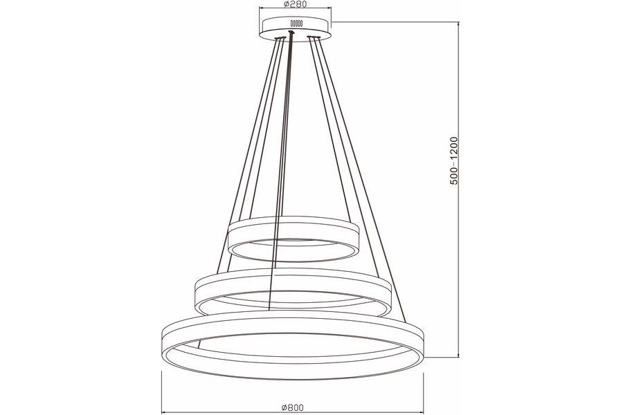 Lampada sospensione Cornelia 3 anelli neri LED 114W Reality
