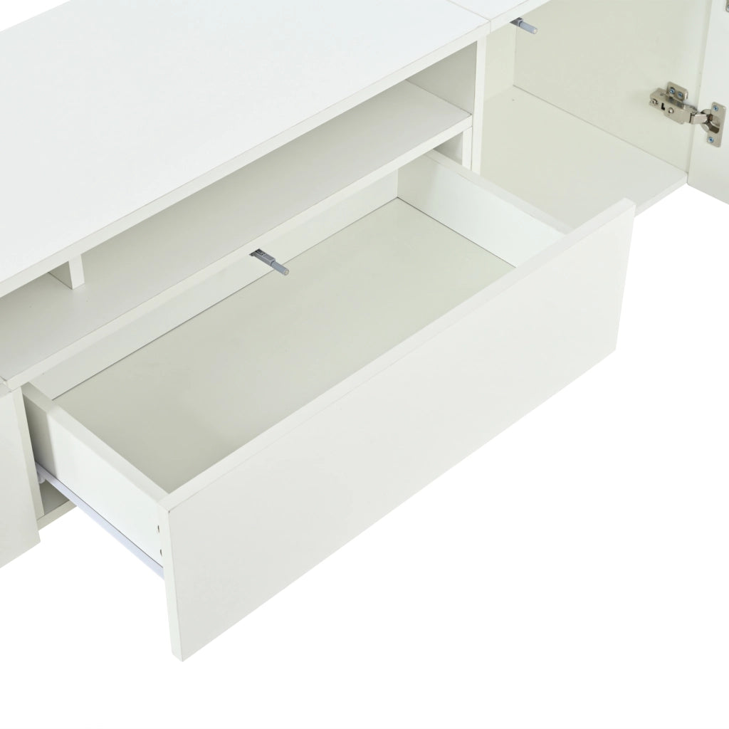 MOBILE TV Set da 3 pezzi con LED 170 cm Bianco lucido