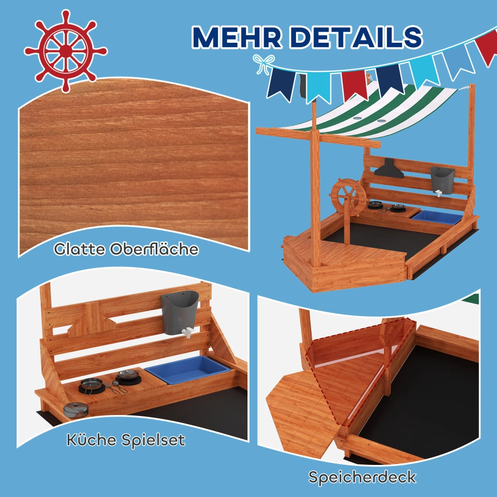 Set Gioco Giardino Piratenschiff ¨C zephmum ¨C Legno, Verde, 180x103x144.5 cm
