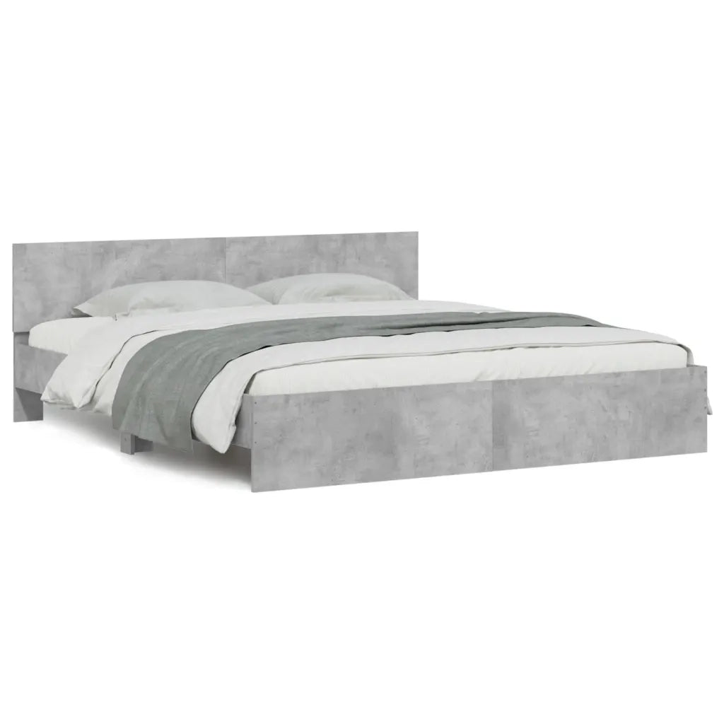 Letto matrimoniale | Letto per adulti | Giroletto con Testiera Grigio Cemento 180x200 cm