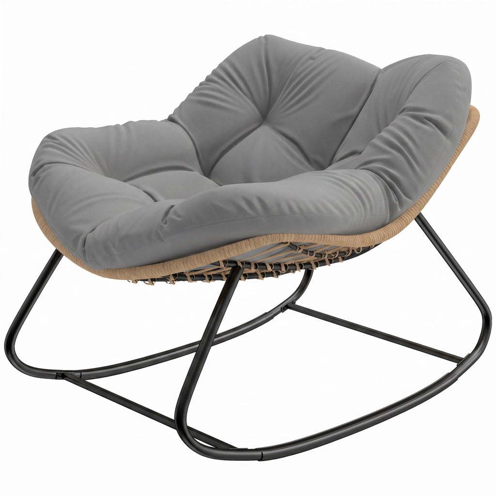Poltrona a Dondolo Ovale Imbottita ¨C Minimal ¨C Grigio