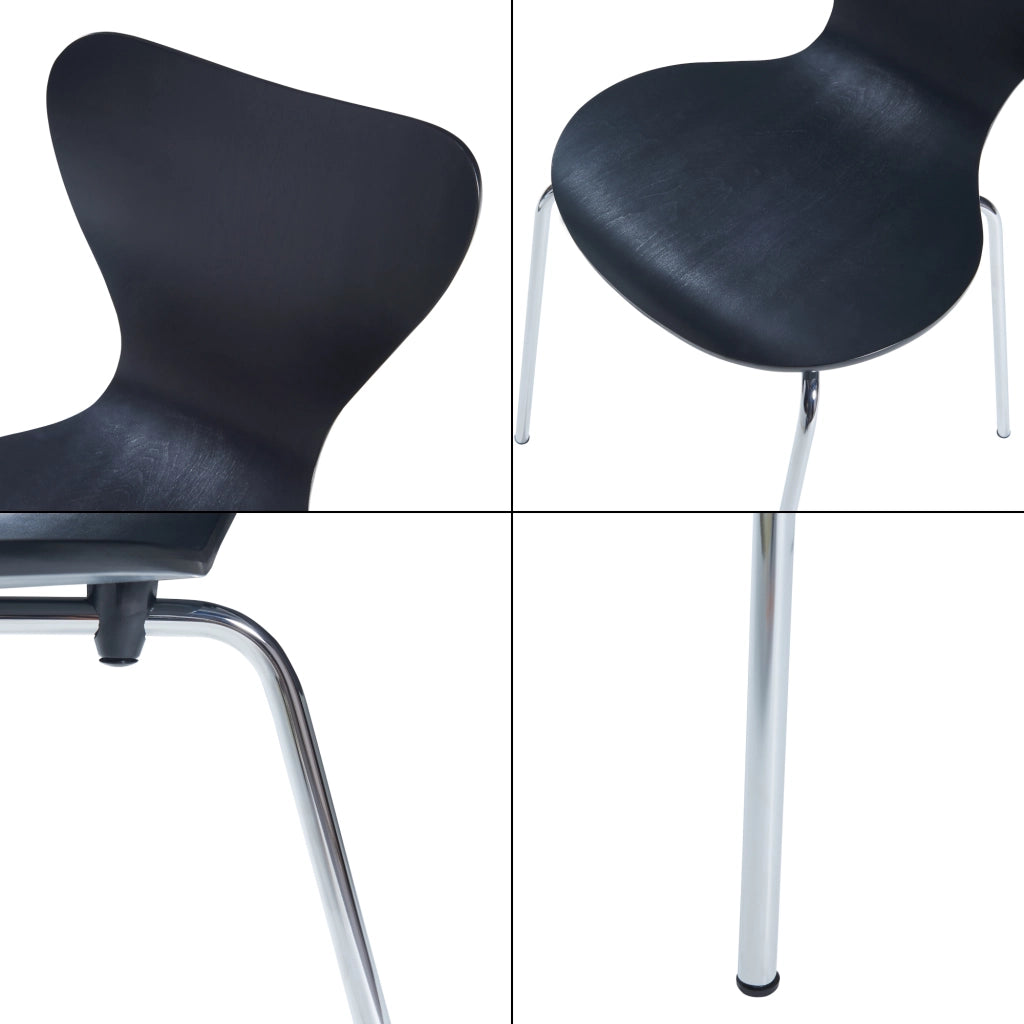 Set di 4 Sedie da Sala Essunga Impilabili - Nero / Cromato [en.casa]
