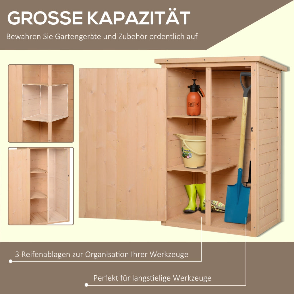 Casetta da giardino, ripostiglio per attrezzi, capanno per attrezzature con scaffali, casetta per riporre oggetti da giardino, legno di abete, legno