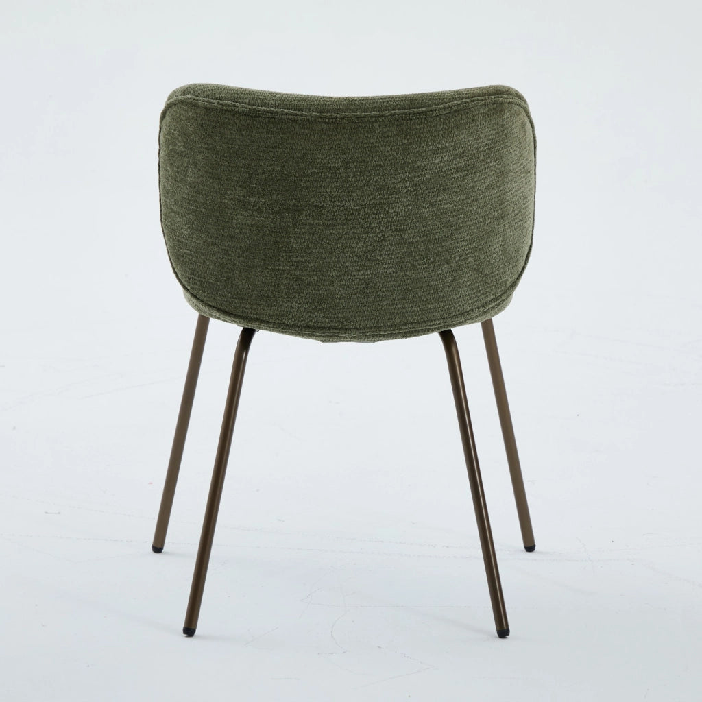 Sedie da pranzo contemporanee in ciniglia, comodo schienale curvo con morbida imbottitura, gambe in metallo color bronzo ¨C Arreda la tua cucina con co