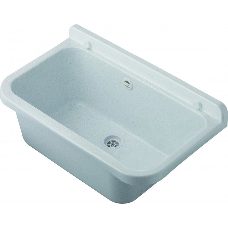 Pilozzo a muro da esterno 55x34 cm con troppopieno  Marmorizzato  Giardino e garage  Kit di montaggio e scarico  Negrari