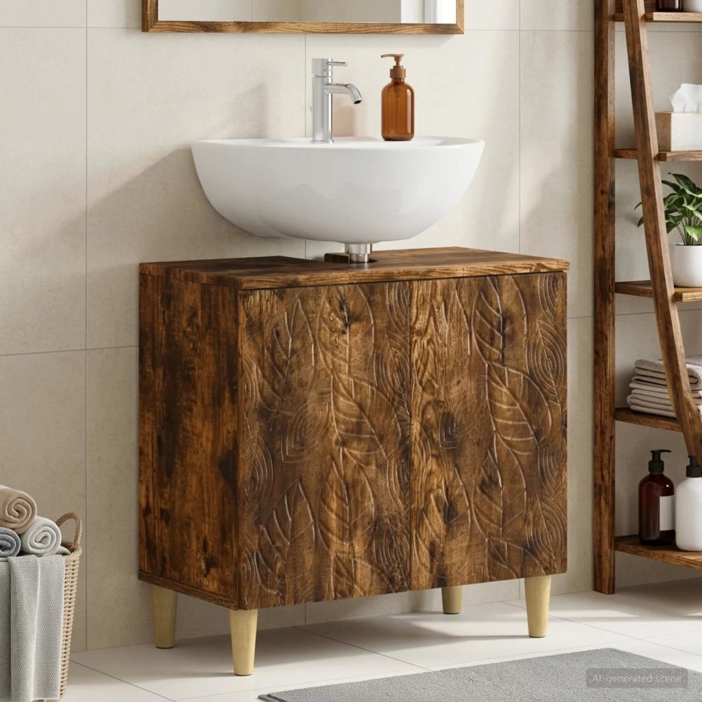 Armadio per Lavabo da Bagno DELFT Rovere Fumo 897010
