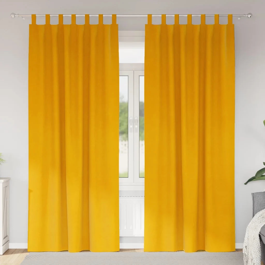 Tende Oscuranti | Tende Blackout 2 pz Giallo senape 140 x 260 cm Velluto