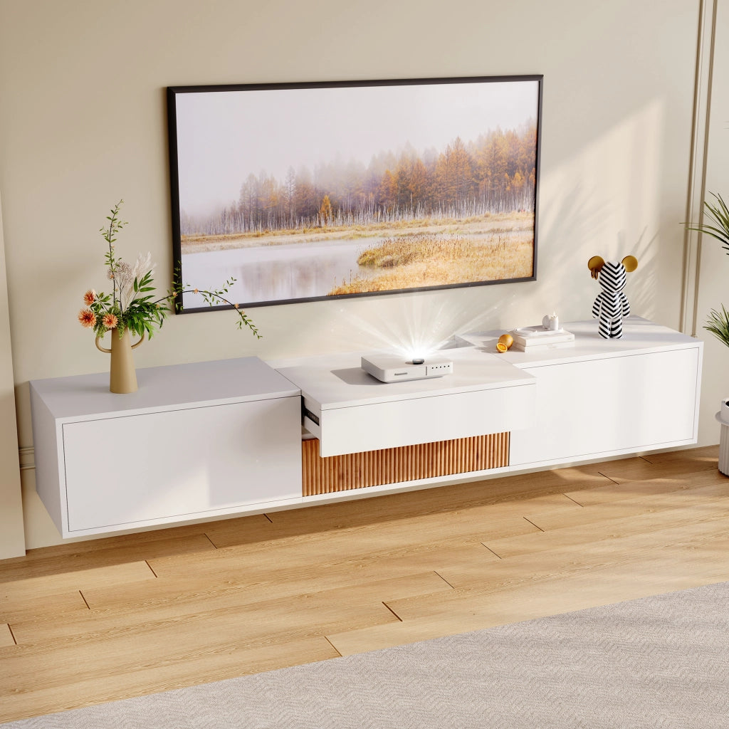 Cassettiera TV bianca in truciolato lunghezza 180 cm
