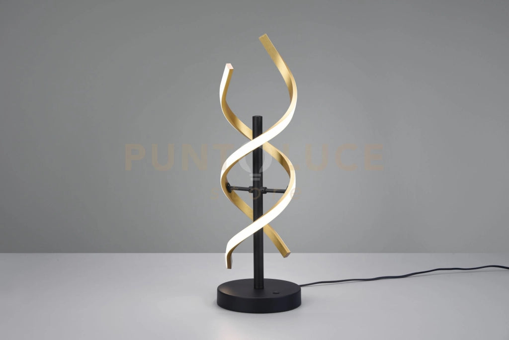 SEQUENCE LAMPADA DA TAVOLO LED 20,5W 2600lm, 2300+3000+4000K SPIRALE METALLO OTTONE E NERO CON REGOLAZIONE INTENSITA' E TEMPERATURA DI COLORE DELLA LUCE CON INTERRUTTORE TOUCH H. 48,5CM