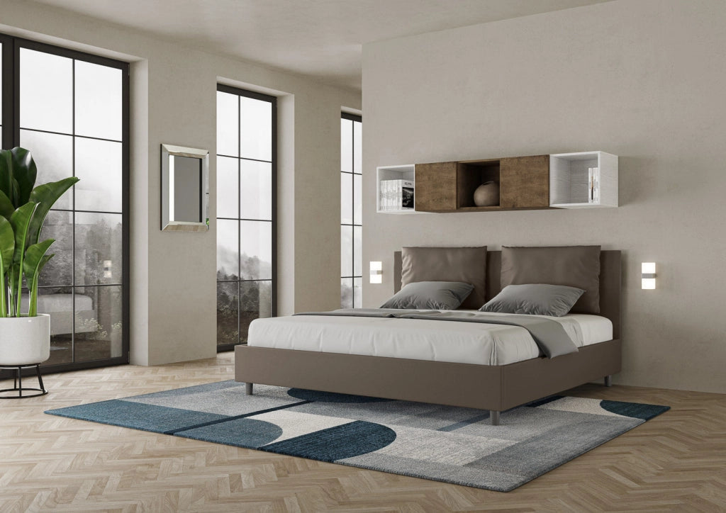 Letto Matrimoniale 160x190 cm con Rete Antea Cappuccino