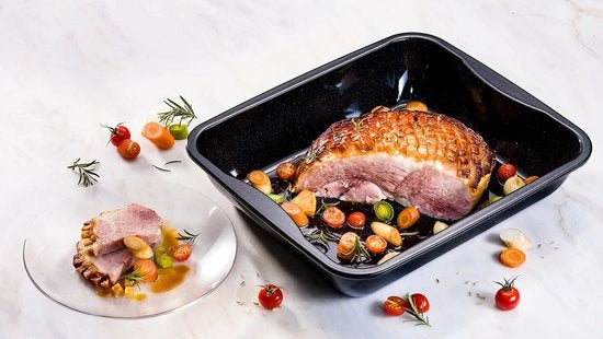 Piatto da brasatura grande con teglia da forno in ceramica - trattamento antiaderente - 1 pezzo - nero - acciaio