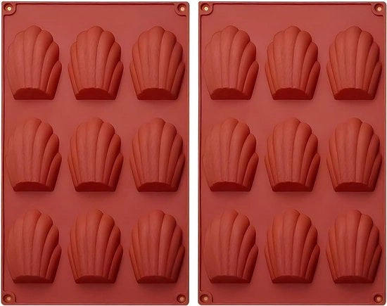 Forma per muffin di silicone con 9 fori Mini forma per muffin di silicone con rivestimento antiscivolo 3D disegno a conchiglia mousse e pudding di cioccolato (rosso)