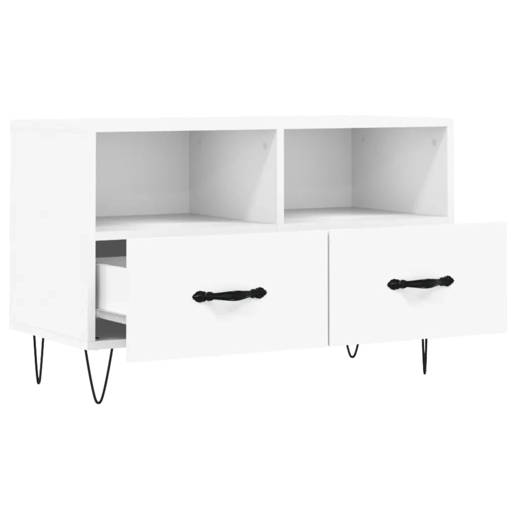 Mobile Porta TV Bianco 80x36x50 cm in Legno Multistrato 828964
