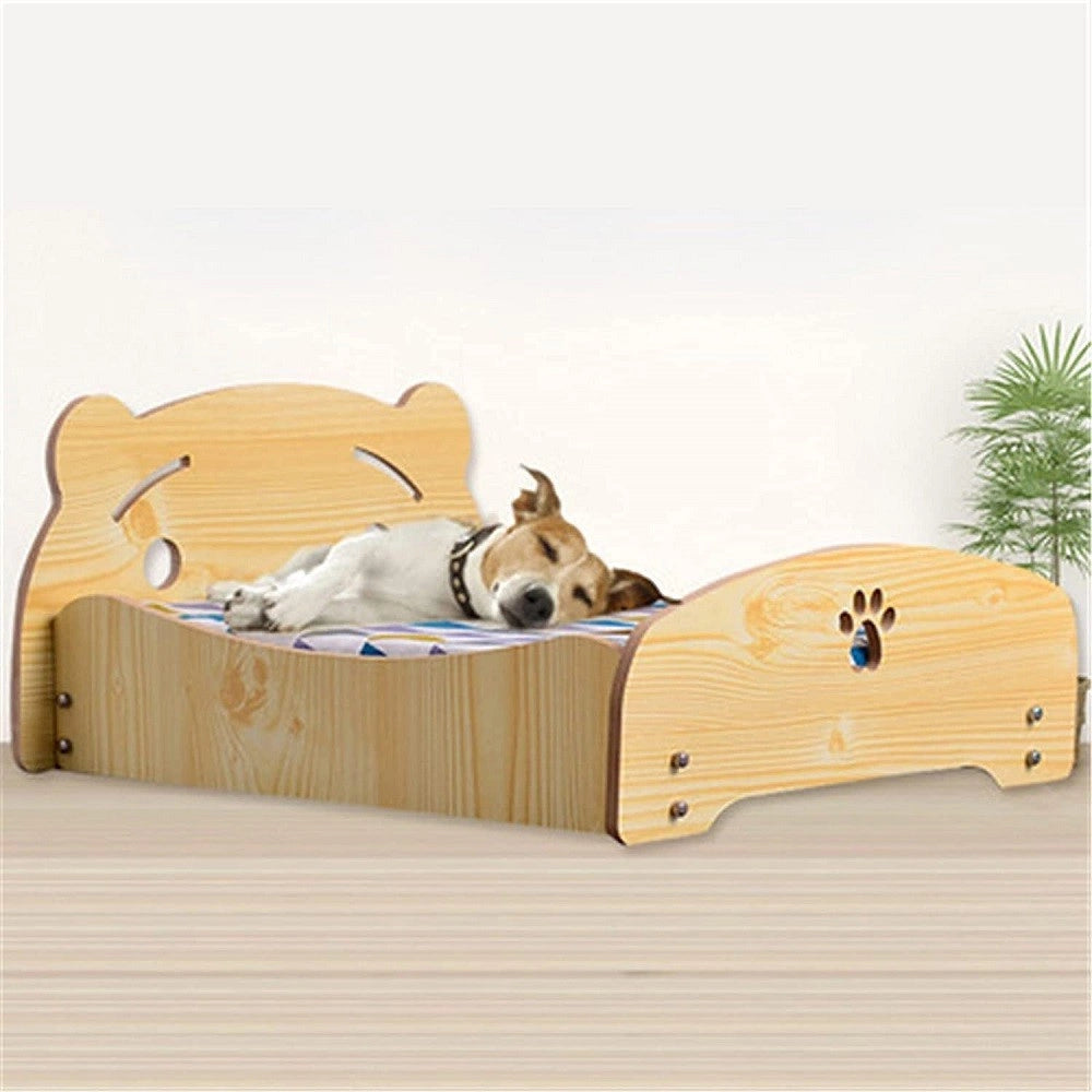 Trade Shop - Letto Cuscino Per Cani Gatti Animali Domestici Durevole In Legno 57 X 47 X 23 Cm -