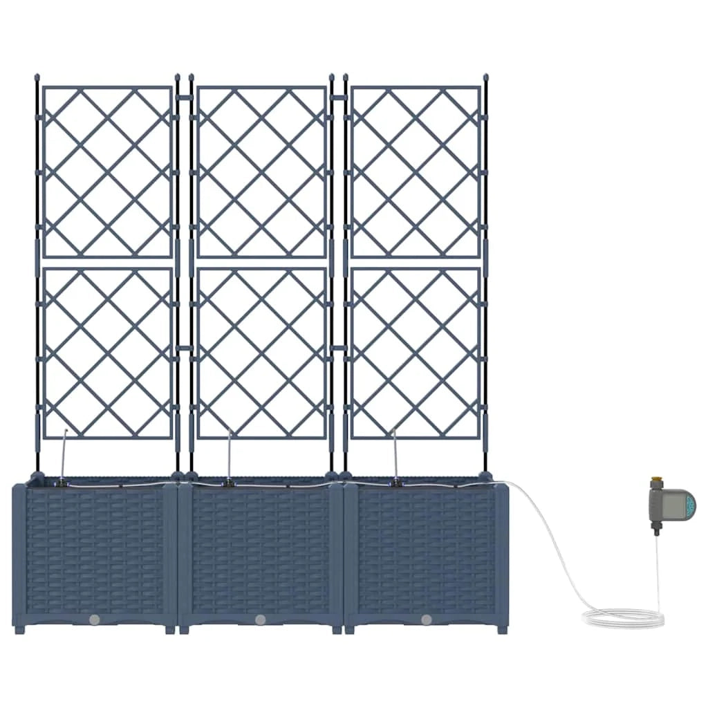 Set di 3 fioriere da giardino per esterni dal design moderno ed elegante 120 x 40 x 125,5 cm acciaio grigio 02_0058560
