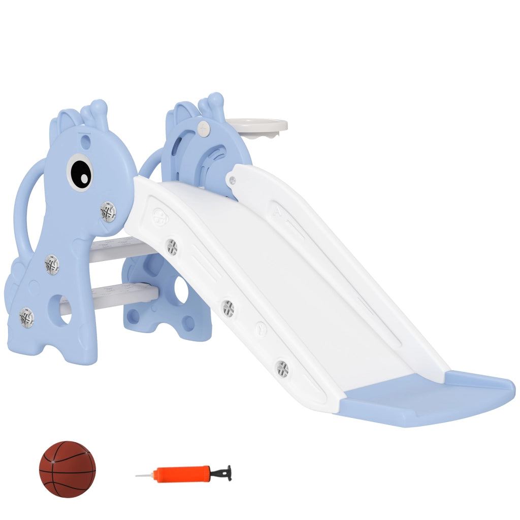 Letto a Soppalco con Scivolo e Canestro da Basket per Bambini ¨C Minimal ¨C Blu