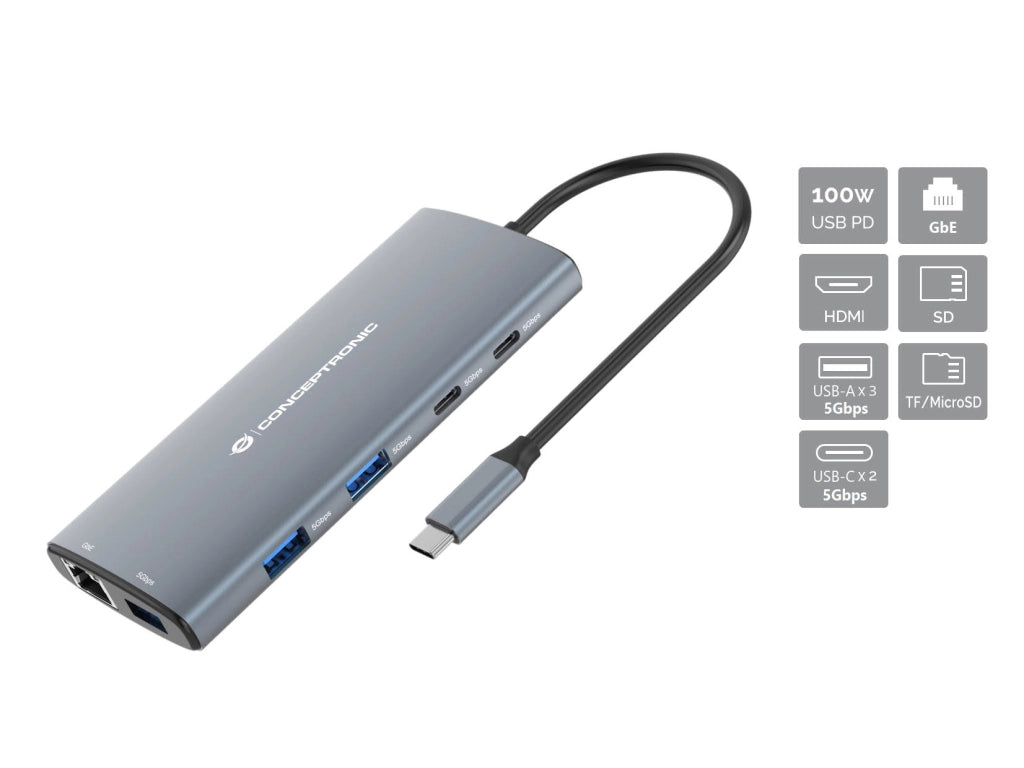 DOCKING STATION TYPE C 10IN1 1*HDMI/2*USB C/1*USB C PD/3*USB A