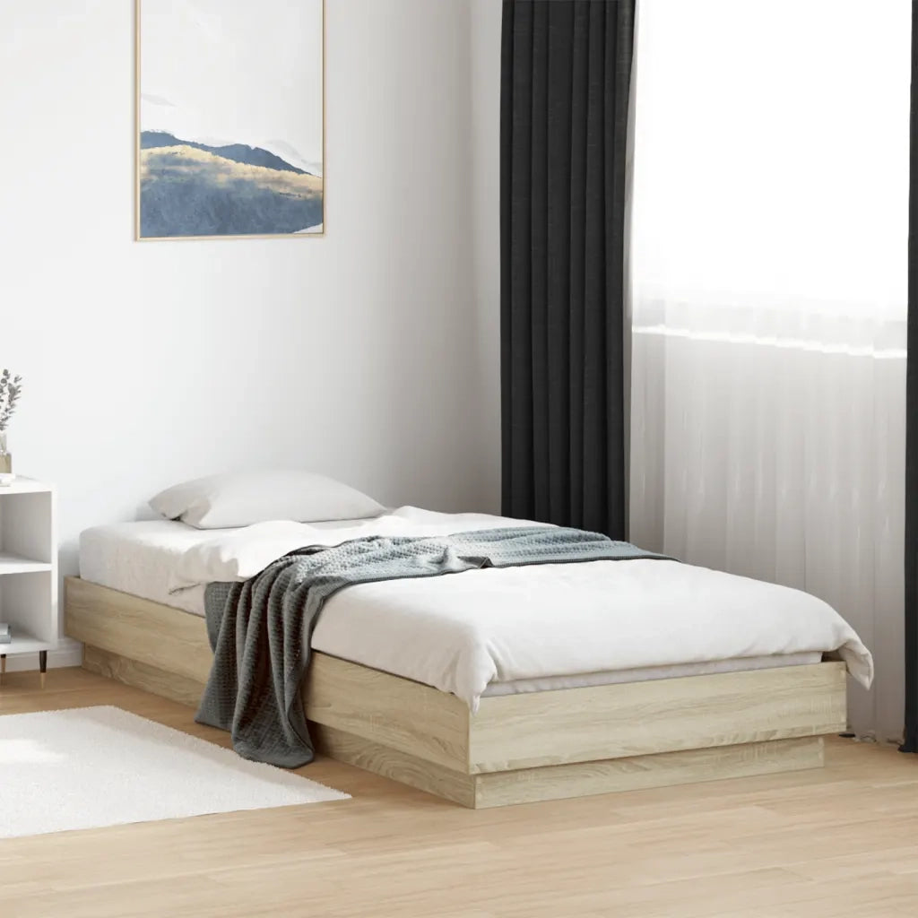 Letto singolo | Letto per adulti | Giroletto senza Materasso Rovere Sonoma 100x200cm in Truciolato