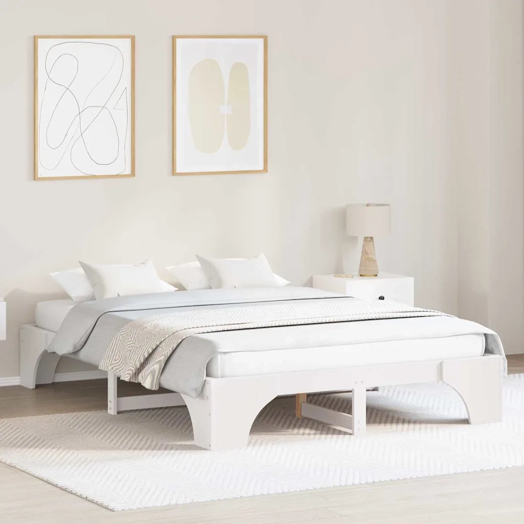 Struttura del letto-Giroletto-Rete del Letto Bianco 160 x 200 cm Pino massello 334292