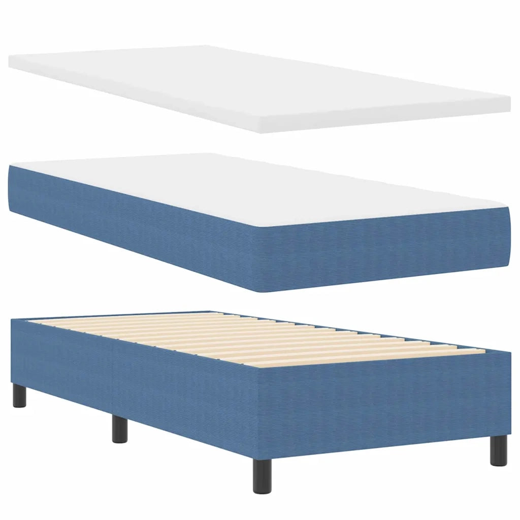 Letto singolo | Letto per adulti | Letto a molle Blu e Bianco 90 x 200 cm Tessuto in Cords