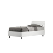 BS COM Letto singolo con rete 80x190 testata inclinata con doghe bianco frassino