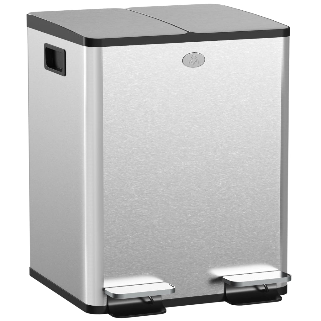 Cestino Rifiuti 2 Scomparti ¨C Zephmum ¨C Acciaio Inox e PP 45.8x36x51.6 cm
