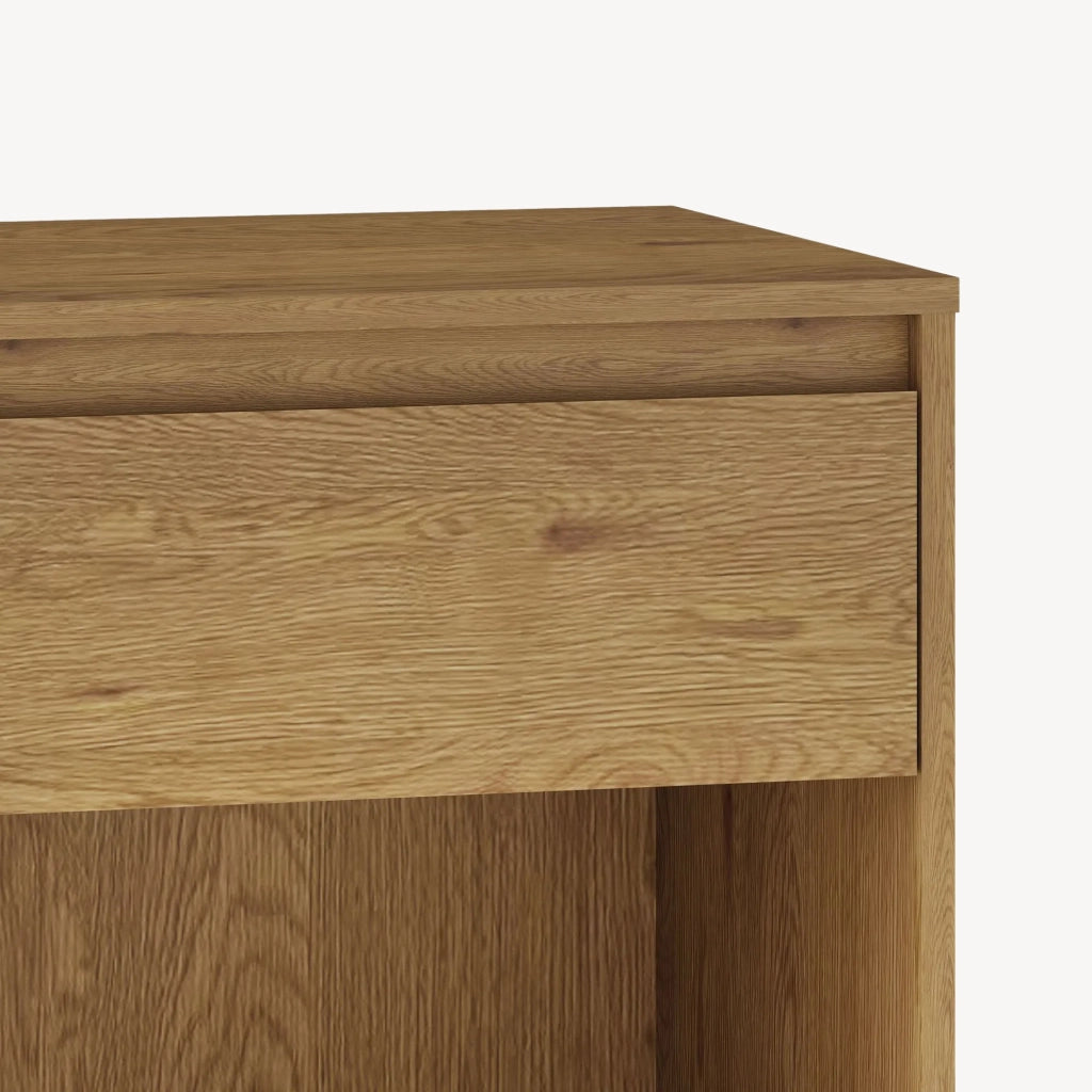 Tavolino Laterale Kistiandi Comodino con Cassetto 62 x 46 x 40 cm - Effetto Rovere Scuro [en.casa]