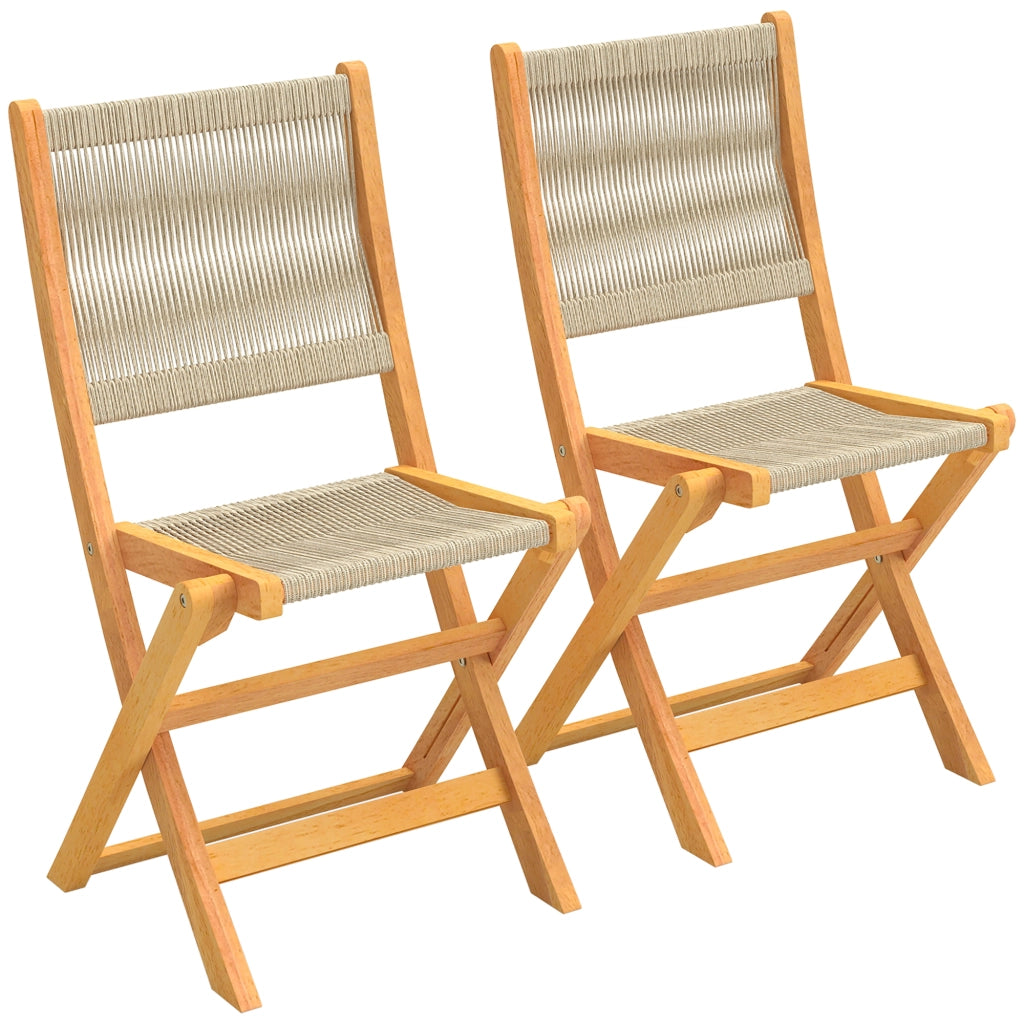 Sedia pieghevole da giardino ¨C zephmum ¨C Rattan PE e legno acacia, beige