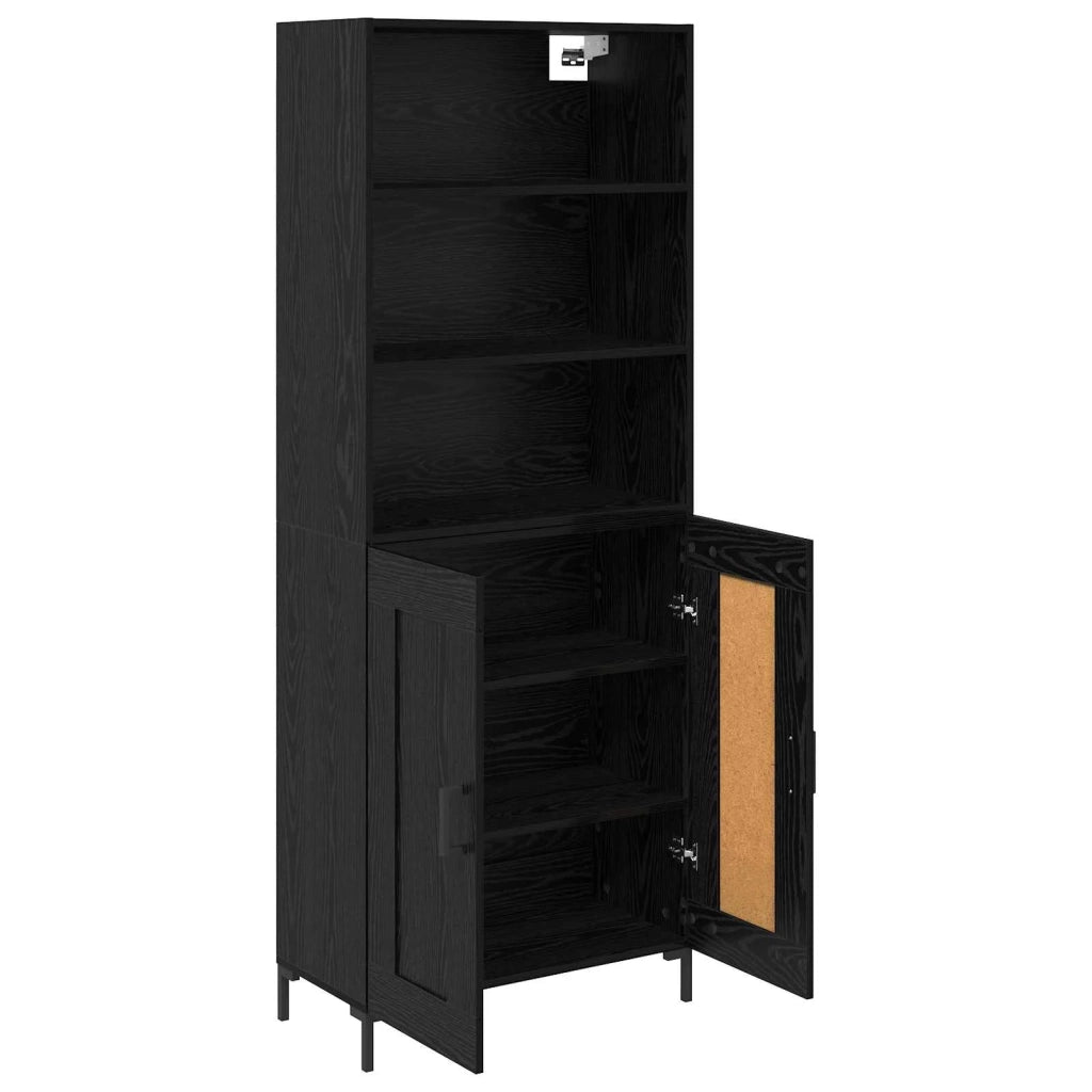 Credenza-Buffet-Armadio da cucina Rovere Nero 69,5 x 34 x 180 cm Legno multistrato 831150