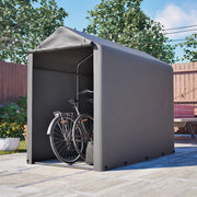 Garage per bici 187x100x160 cm con struttura in acciaio verniciato nero e telo PE impermeabile grigio scuro
