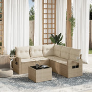 Set Divano da Giardino 6 pz con Cuscini Beige in Polyrattan 3220157