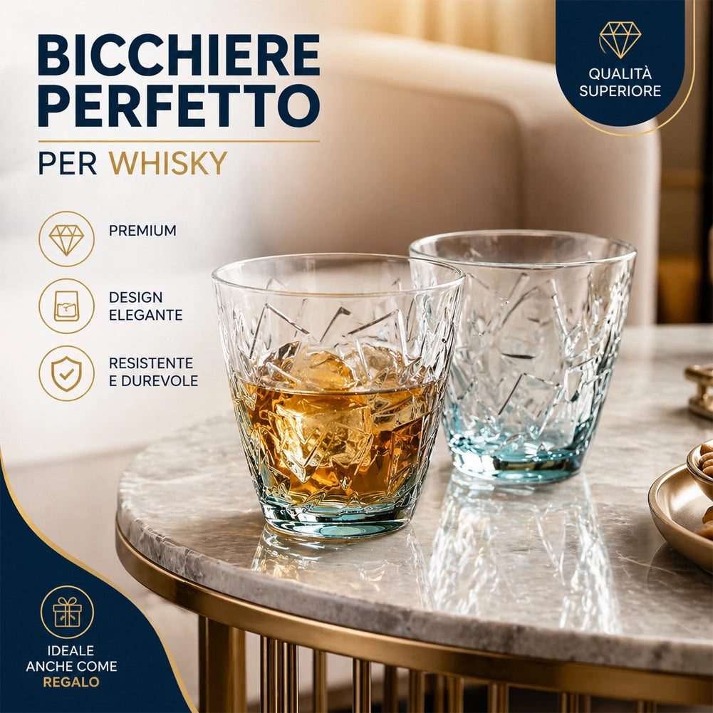 Set 2 Bicchieri da Vinci Crystal da Whisky Cocktail Lavabili in Lavastoviglie