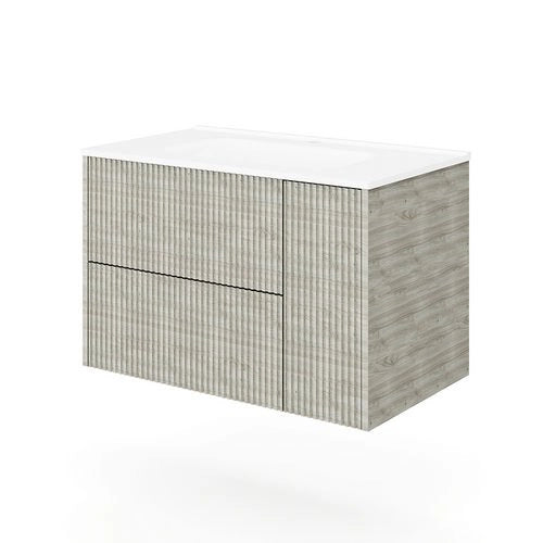 Base sospesa con cassetti cm 100 mod. TRIO CANNETTATO - Grigio Antico
