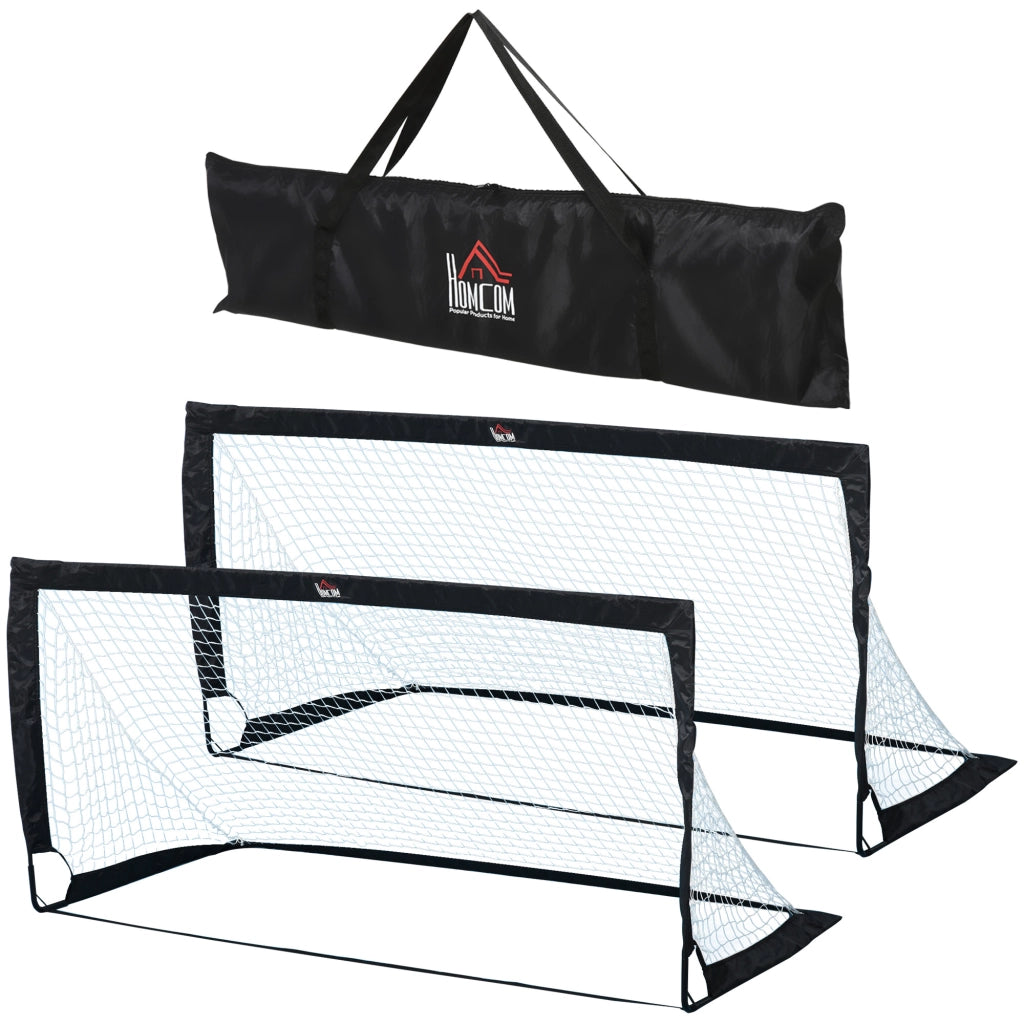 Porta da calcio pieghevole ¨C zephmum ¨C 2 pezzi nero 183x90x90 cm