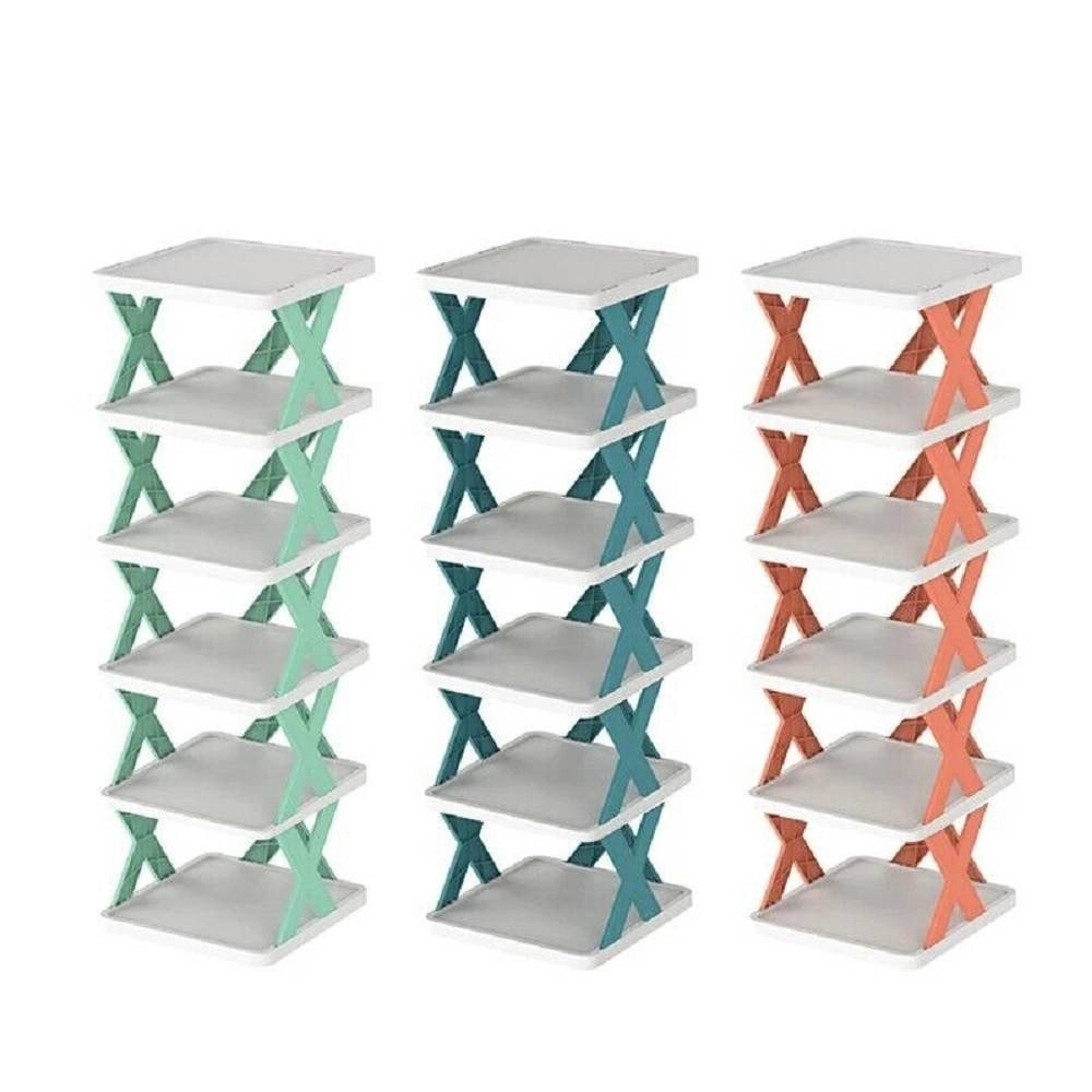Trade Shop - Scarpiera Scaffale Portaoggetti Modulare Salvaspazio 6 Ripiani 81 X 26 X 24 Cm -