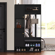 Set Ingresso con Panca, Ante, Cassetti e Ganci ¨C MINIMAL ¨C Nero 100¡Á180¡Á35 cm