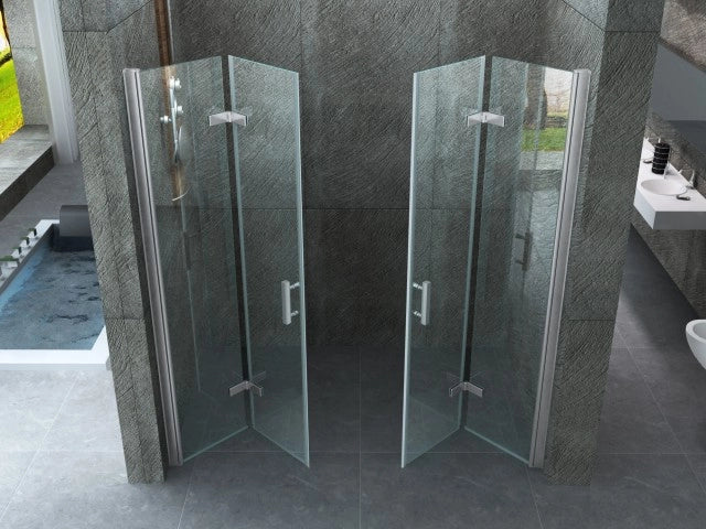 Porta doccia a libro ingresso centrale cristallo 8mm trasparente h.195 SEA BIS 160 cm,Flacone anticalcare escluso