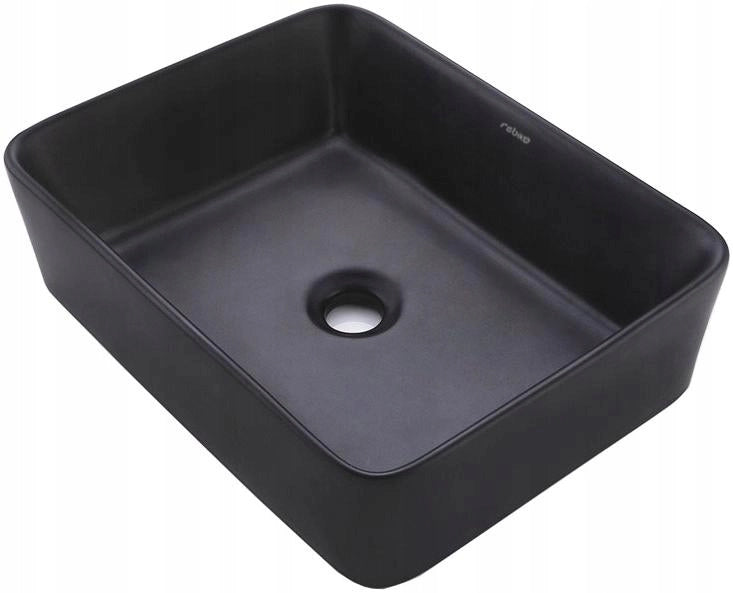 LAVABO DA APPOGGIO IN CERAMICA OPACA NERA DA POSIZIONARE SU PIANO DI LAVORO LOFT  RETTANGOLARE