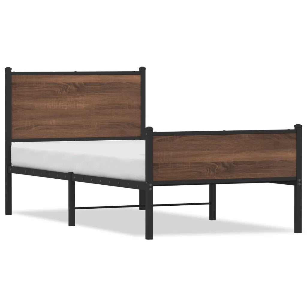 Giroletto senza Materasso-Struttura Letto in Metallo Rovere Marrone 75x190 cm 126678