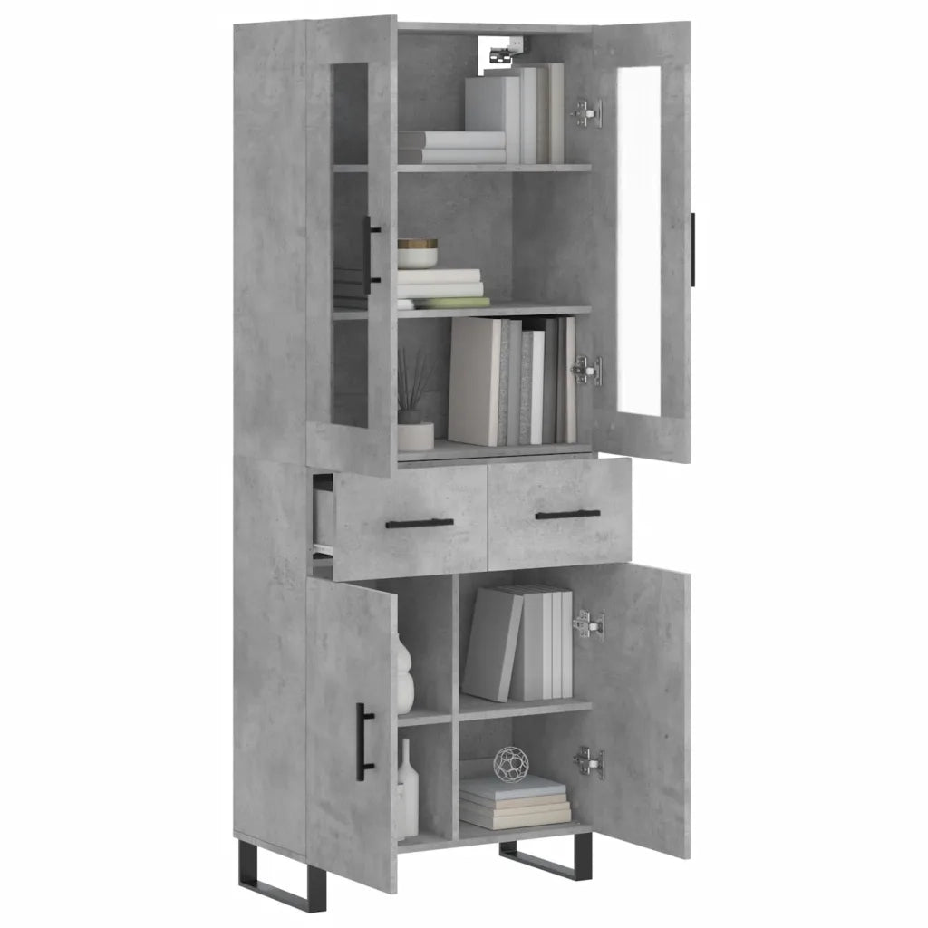 Credenza | Madia | Buffet da pranzo | Armadio da pranzo Grigio Cemento 69,5x34x180 cm in Legno Multistrato