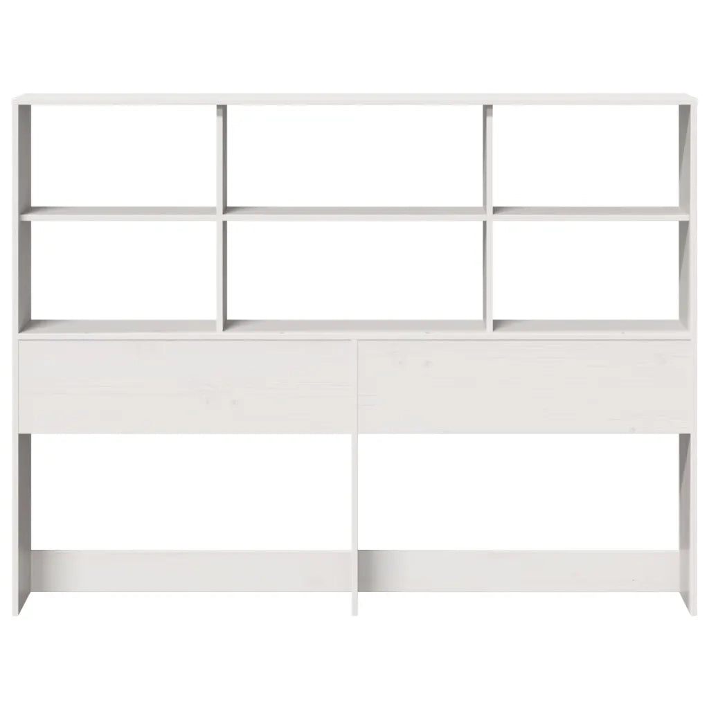 Testiera con Ripiani Bianca 160 cm in Legno Massello di Pino 855655