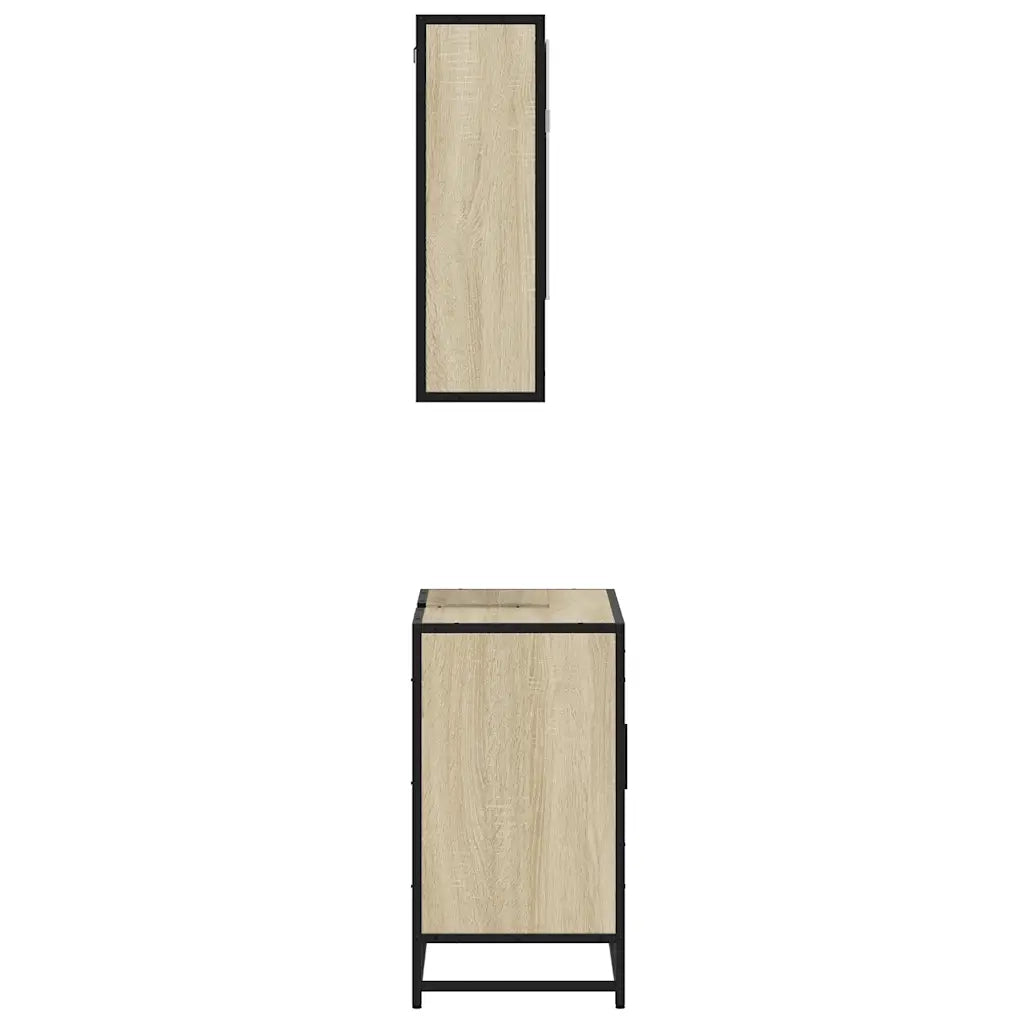 Set Mobili da Bagno | Armadio da bagno 2 pz Rovere Sonoma in Legno Multistrato