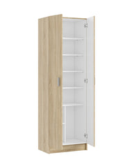 Armadietto A Colonna Con 2 Ante E 8 Ripiani Mobile Multiuso Salvaspazio Design Moderno Per Ingresso Camera Da Letto E Corridoio 59 X 37 X 180 Cm Rovere Chiaro